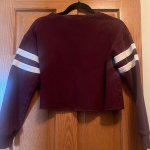 Maroon Long Sleeve Cropped Top. Size medium.
